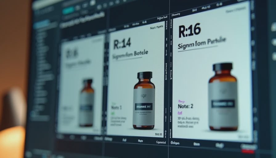 A documentary screenshot of a design layout showing multiple ad aspect ratio boxes (4:5, 1:1, 9:16) with product images and placeholder text blocks.